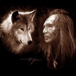 Cherokee Indian and Wolf